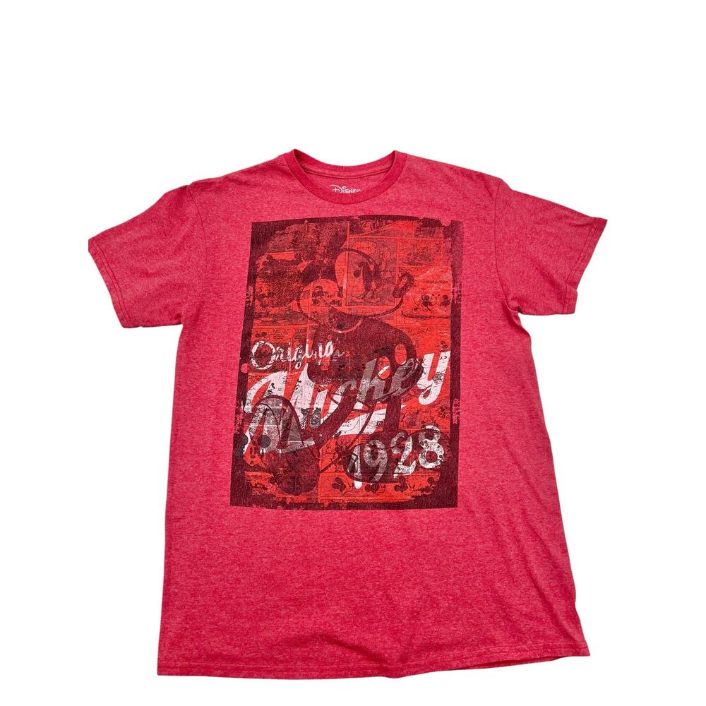 Disney Red Original Mickey Mouse 1928 Graphic Comic Strip T-Shirt Sz M
